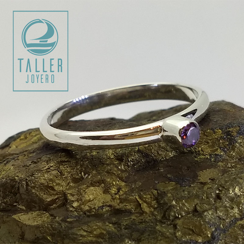 Anillo Plata Engaste 03 -002 tallerjoyero.cl