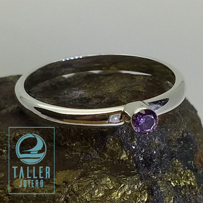 Anillo Plata Engaste 03 -003 tallerjoyero.cl