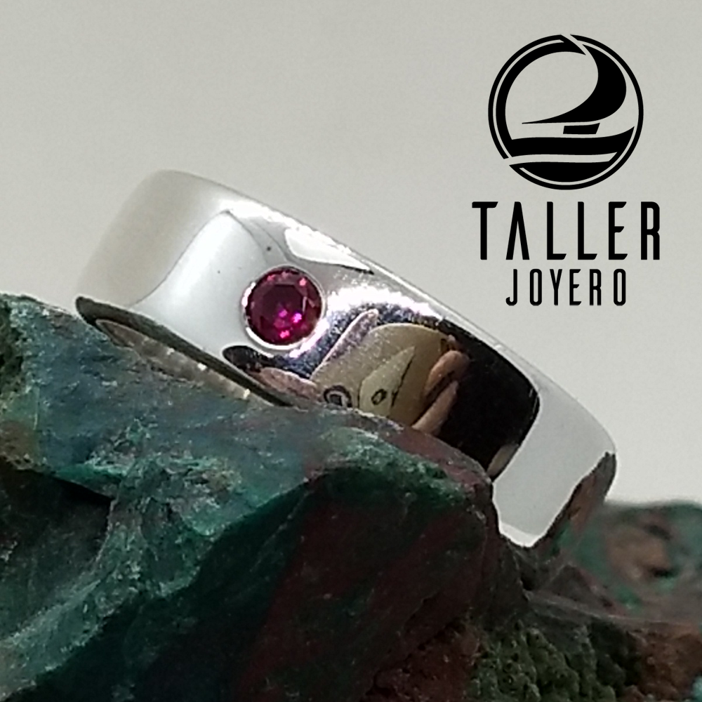 Anillo Plata Engaste 02 -004 tallerjoyero.cl