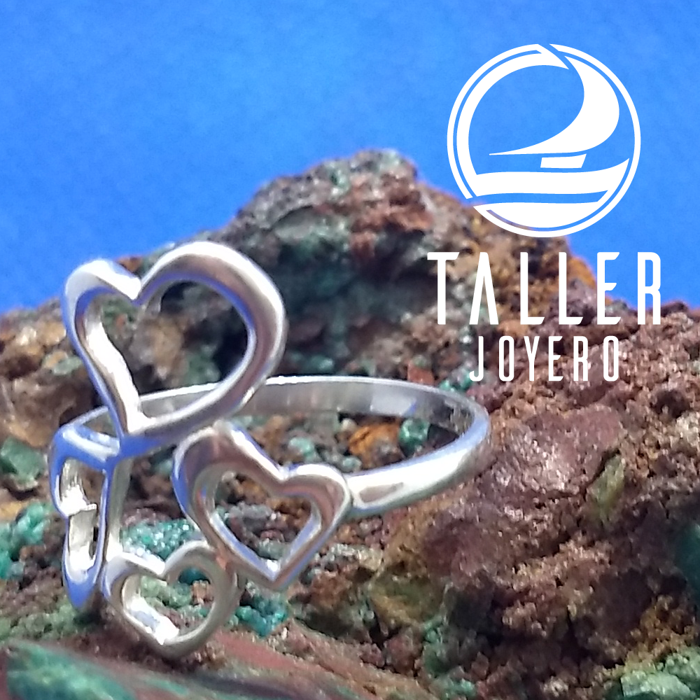 Anillo Plata Corazones 01 -002 tallerjoyero.cl