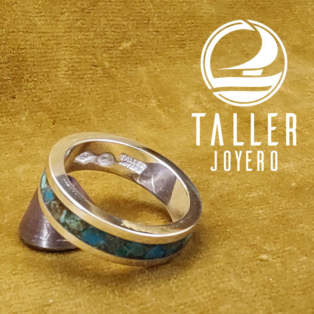 Anillo Piedra Crisocola 01 -004 tallerjoyero.cl