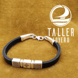 pulsera cuero plata 001