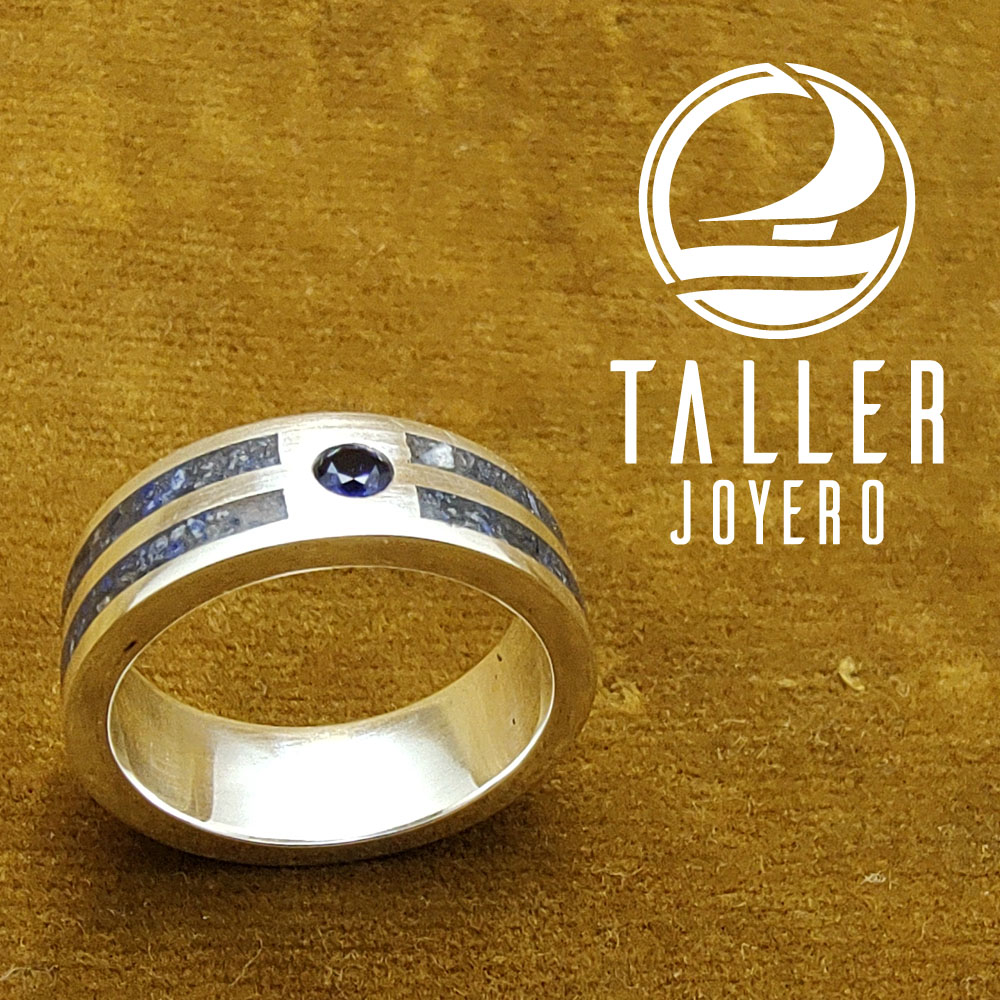 Anillo Lapislazuli Doble 02 -002 tallerjoyero.cl