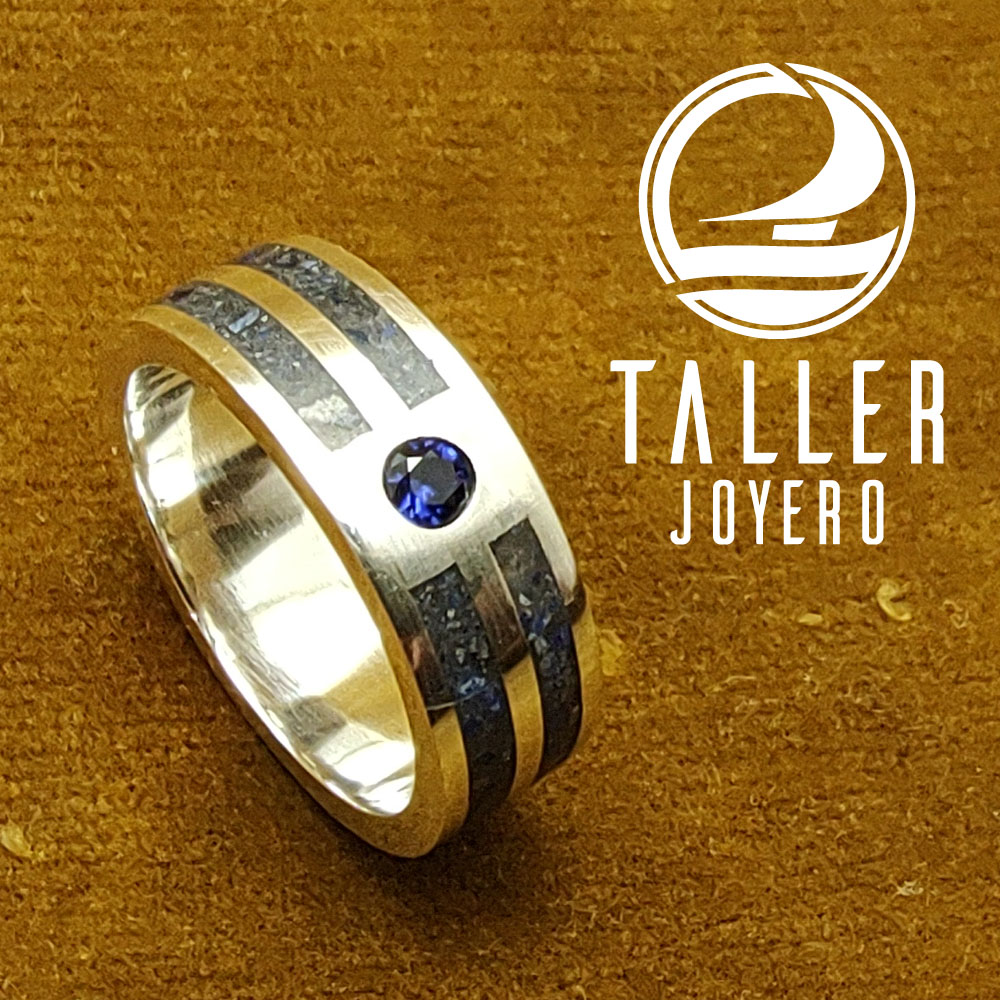 Anillo Lapislazuli Doble 02 -003 tallerjoyero.cl