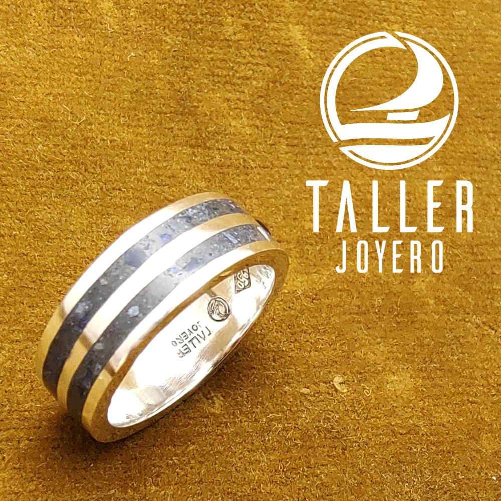 Anillo Lapislazuli Doble 02 -004 tallerjoyero.cl