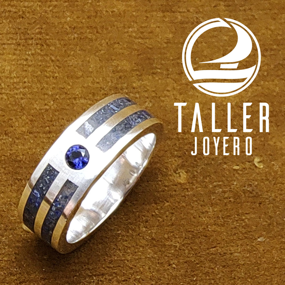 Anillo Lapislazuli Doble 02 -005 tallerjoyero.cl
