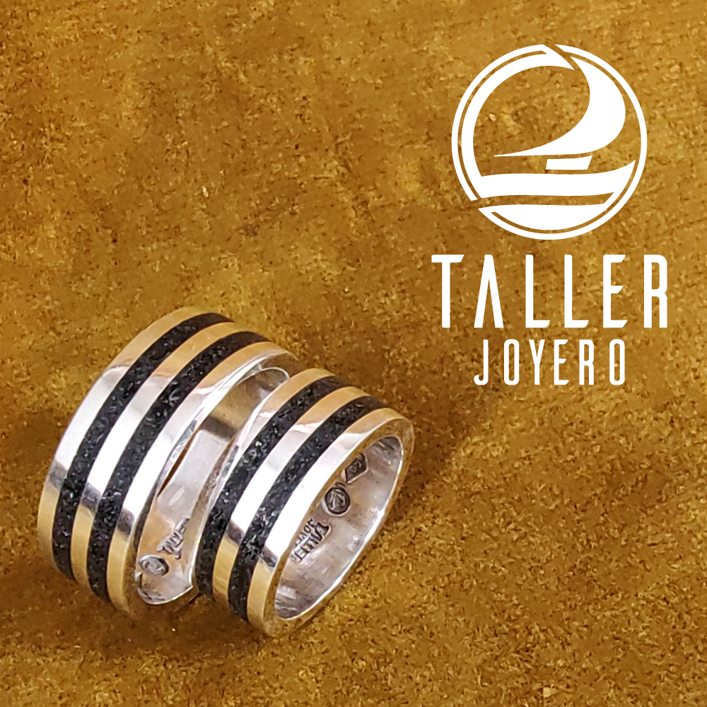 Argollas Plata Onix 02 -003 tallerjoyero.cl