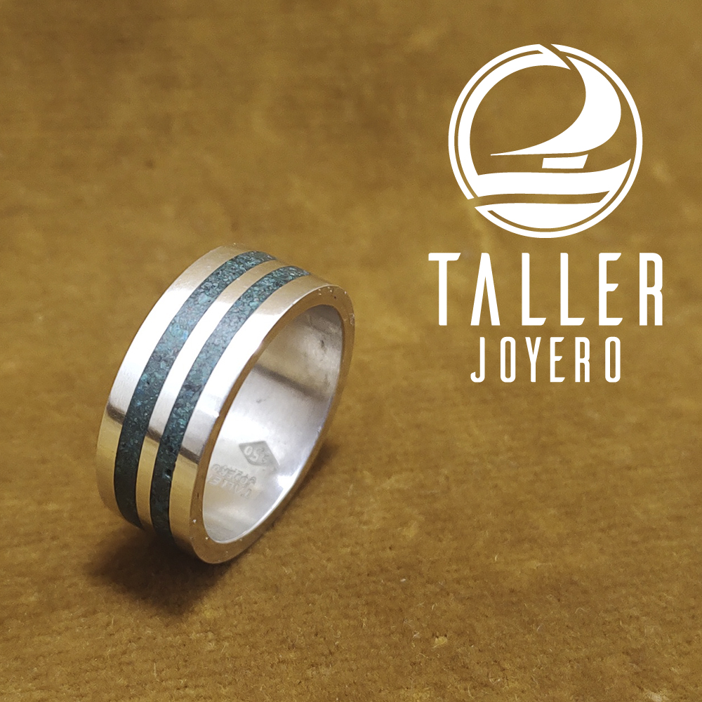 Anillo Doble Malaquita 01 -001 tallerjoyero.cl