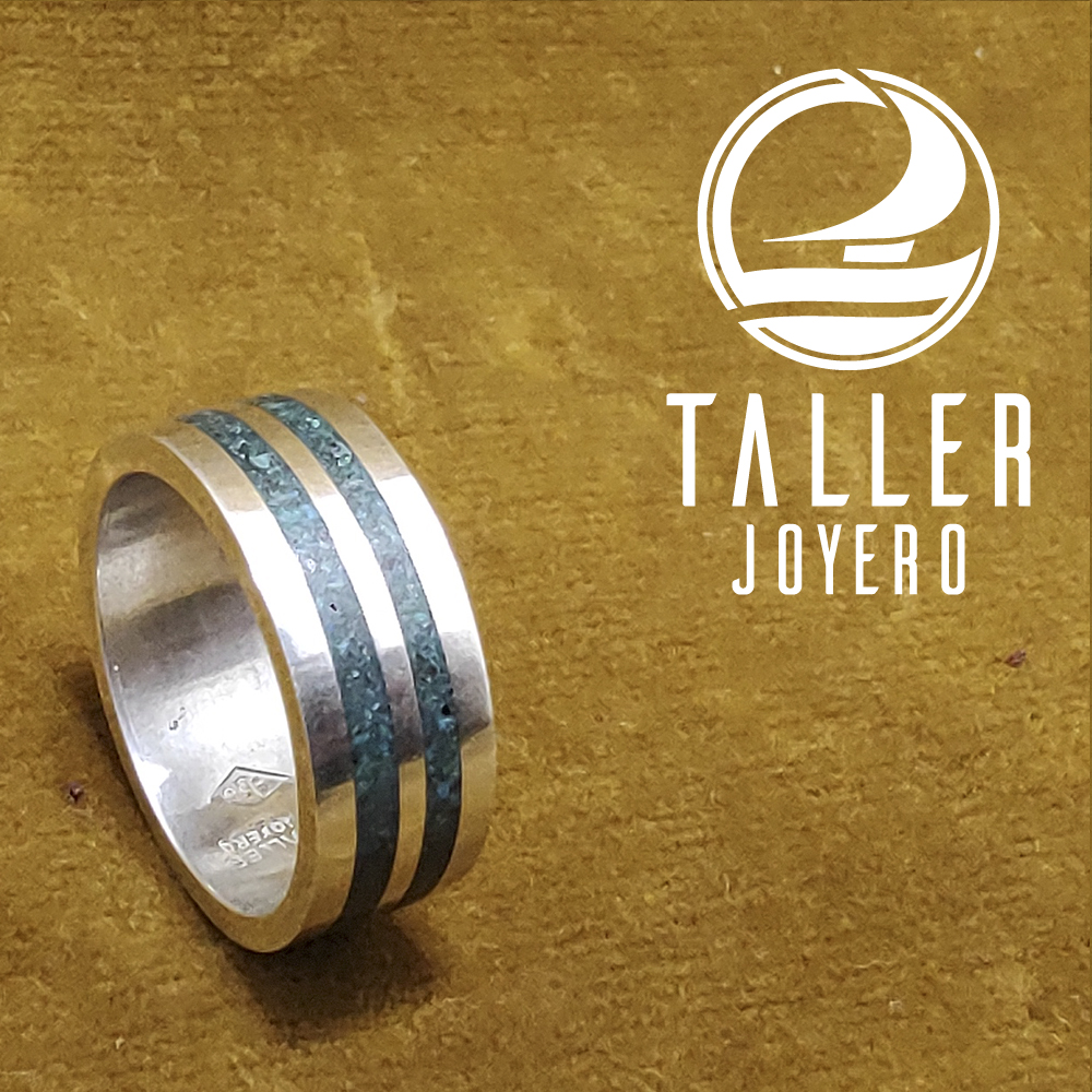 Anillo Doble Malaquita 01 -003 tallerjoyero.cl