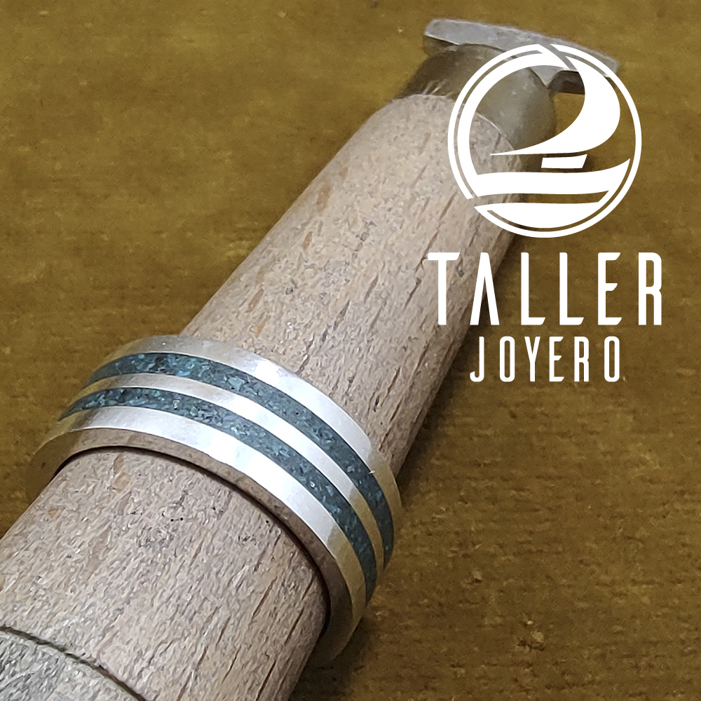 Anillo Doble Malaquita 01 -004 tallerjoyero.cl