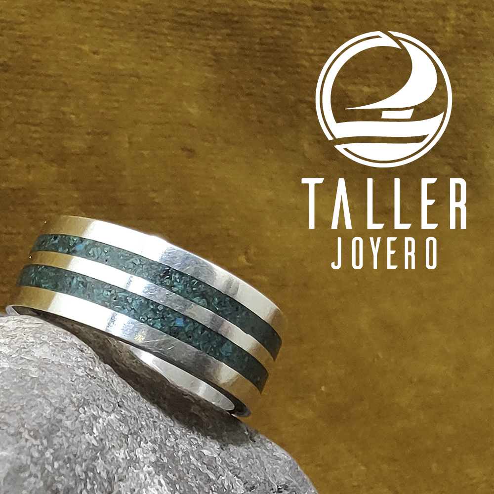 Anillo Doble Malaquita 01 -005 tallerjoyero.cl