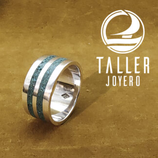 Anillo Grande con Malaquita 01 -001 tallerjoyero.cl