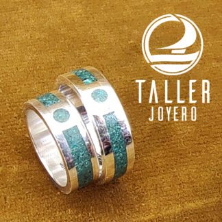 Argollas Plata Malaquita 01 -001 tallerjoyero.cl