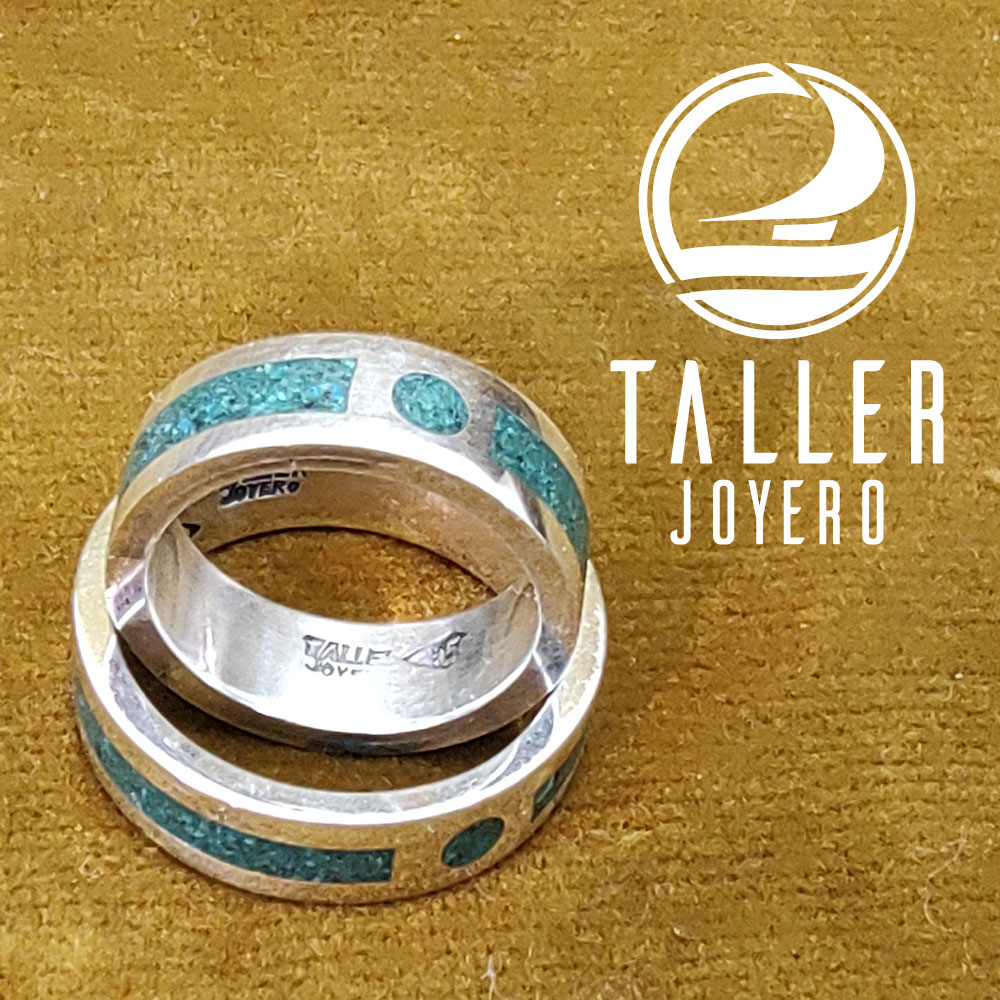 Argollas Plata Malaquita 01 -002 tallerjoyero.cl