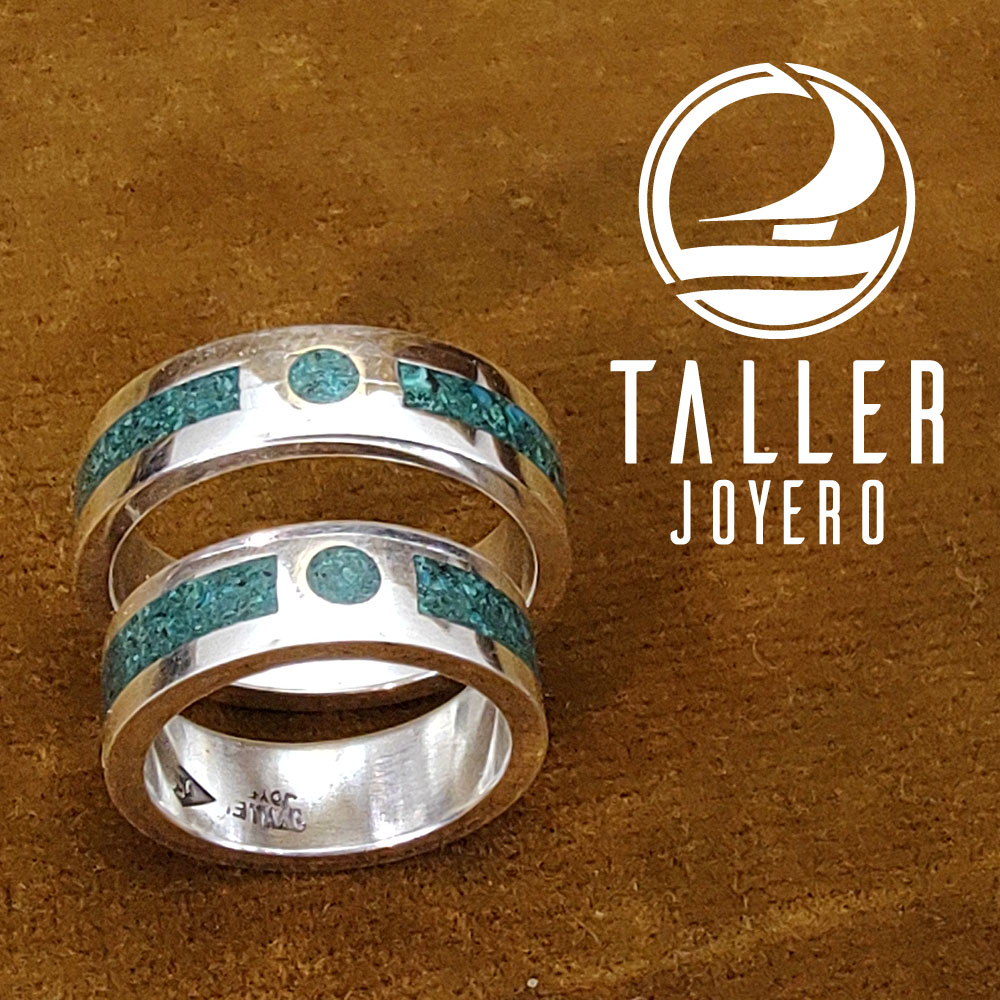 Argollas Plata Malaquita 01 -003 tallerjoyero.cl