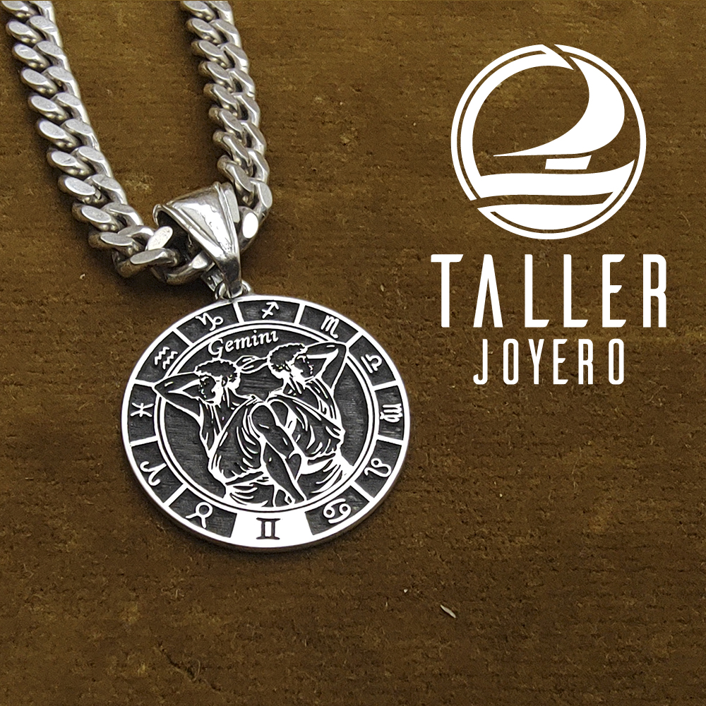 Medalla Plata Geminis 01 -003 tallerjoyero.cl