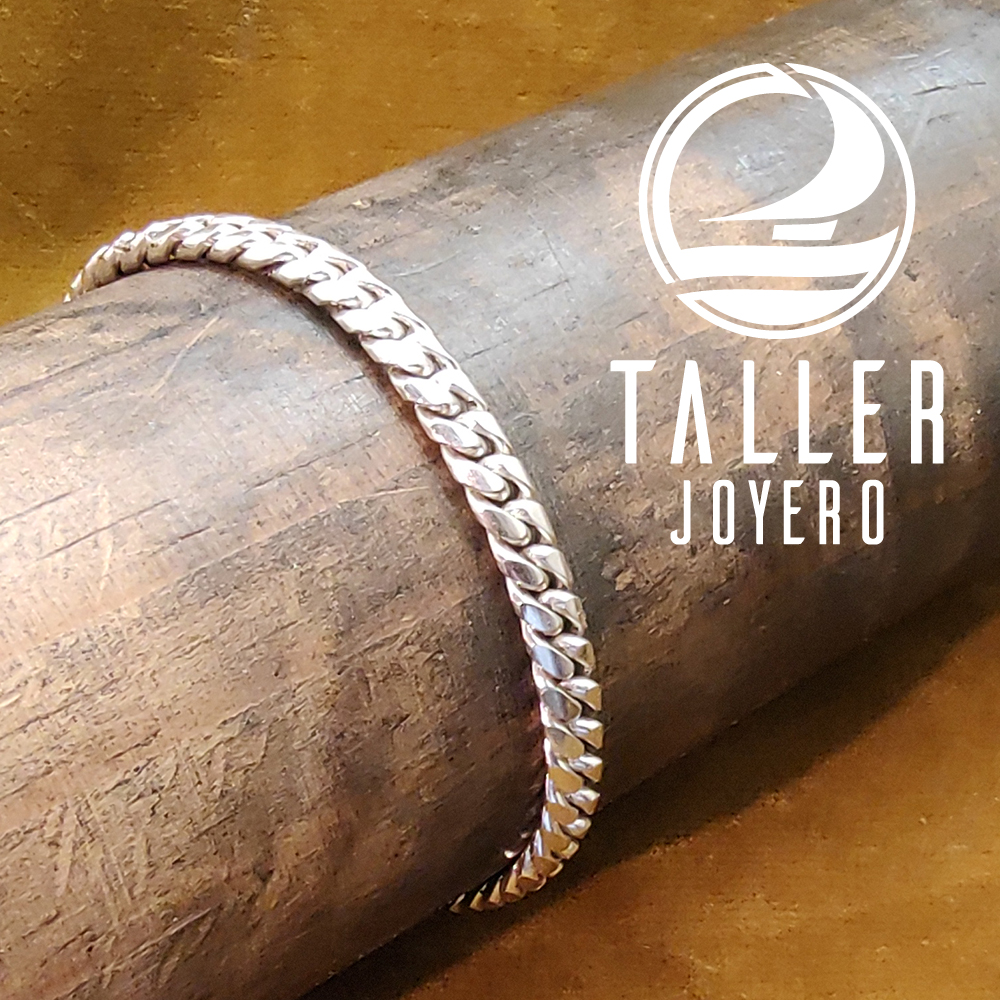 Pulsera Plata Cuban Chine 01 -005 tallerjoyero.cl