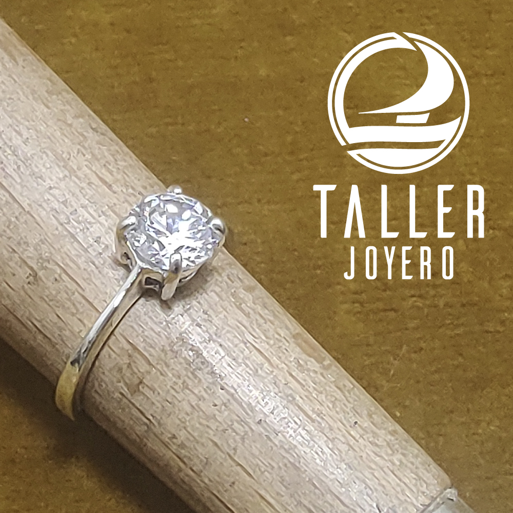 Solitario Plata Diamante 7mm 01 -003 tallerjoyero