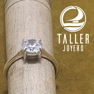 Solitario Plata Diamante 7mm 01 -004 tallerjoyero