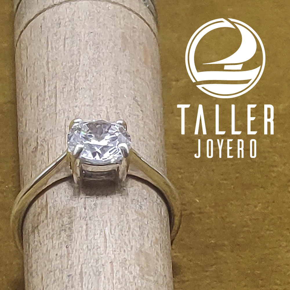 Solitario Plata Diamante 7mm 01 -004 tallerjoyero
