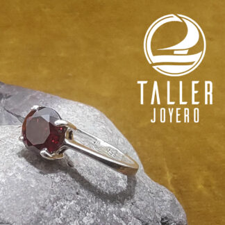 Solitario Plata Rubi 7mm 01 -002 tallerjoyero.cl